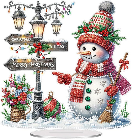 LAKEQUILL Christmas Snowman Diamond Art Hanging Kits for Adult, Diamond Art Painting Hanging Kits Ornaments, DIY Special Shaped Rhinestone Window Pendants kit for Home Garden Wall Decor Gift