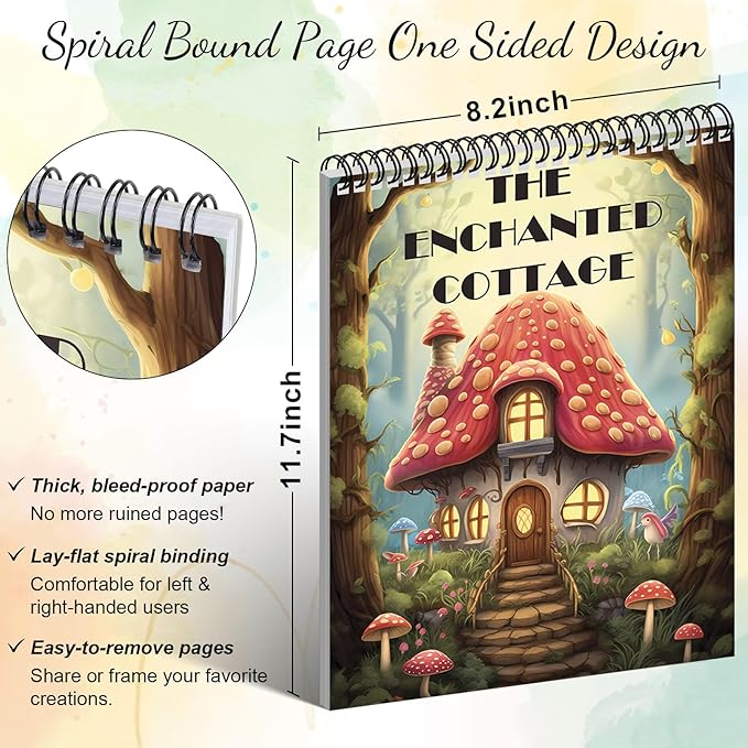 Adult Coloring Book for Women Relaxation, Adult Coloring Book Spiral Bound, One Sided Design 30 Premium Quality Thick Paper (No Bleed), Mindfulness Gifts for Women to Relieve Anxiety