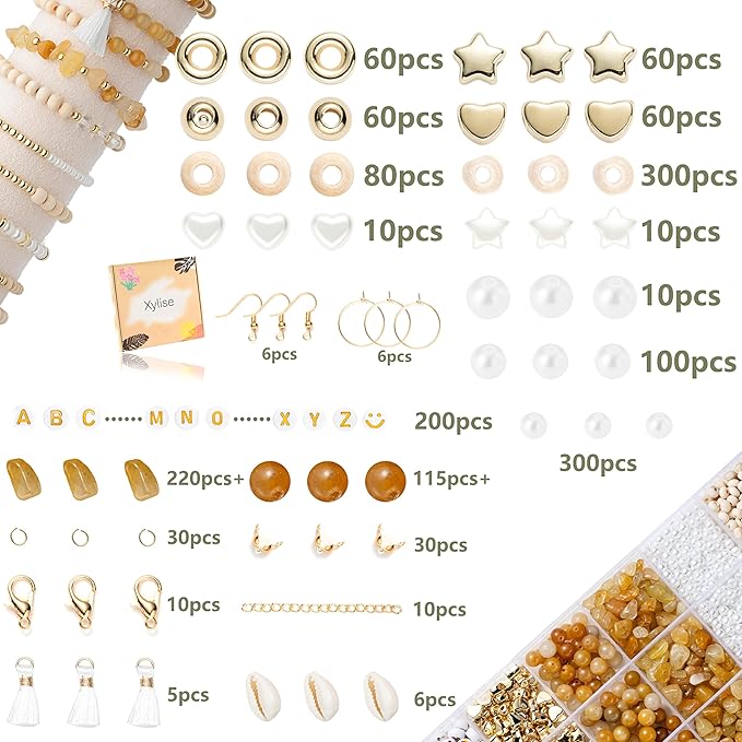 xylise jewelry making supplies kit natural stone beads for irregular natural stone with for diy craft bracelet necklace earrings for adults (topaz)