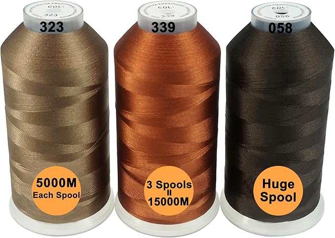 New brothreads - 40 Options- Various Assorted Color Packs of Polyester Embroidery Machine Thread Huge Spool 5000M for All Embroidery Machines -Different Browns