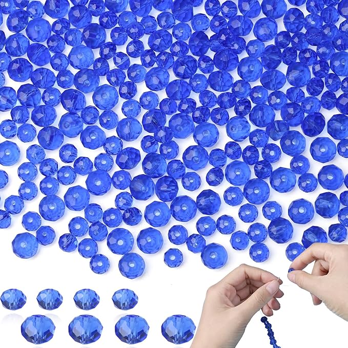 DUQGUHO Crystal Blue Beads 500 Pcs Glass Beads for Jewelry Making Loose Beads Bulk Glass Beads for Bracelets Crafts Earring 6/8mm