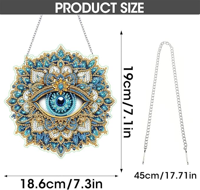 SKRYUIE Eye Hanging Diamond Art Kits for Adults Pendant Suncatcher, Special Shaped Crystal DIY Pearl Diamond Painting Kit, Gift for Mother Spring Summer Window Wreath Decor 7.88 x 7.88 Inch D1