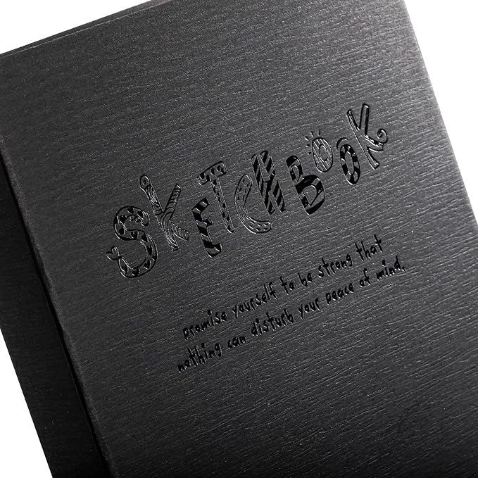 Elsjoy 3 Sizes Thick Black Sketchbook, A5/A4/B5 Blank Drawing Book Art Sketching Notebook for Painting, Watercolor, 128 Sheets/256 Pages Per Book, 100 GSM