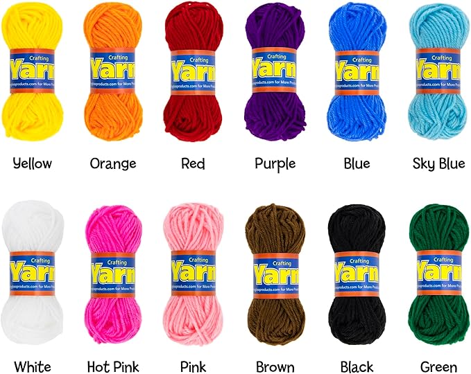 Hygloss Assorted Acrylic Yarn Set - 48 Mini Colorful Skeins for Crocheting & Knitting - Soft, Smooth 100% Acrylic - 4X 12-Packs, 24 Yard Per Skein, Total 1,152 Yds