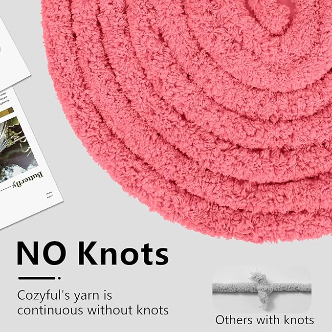 Chunky Yarn for Hand Knitting - #10 Chunky Chenille Yarn, Jumbo Big Thick Chunky Yarns for Crocheting, Super Bulky Chunky Knit Blanket Yarns, 8 Skein (25 yds 8 oz Each Skein), Terracotta Rose