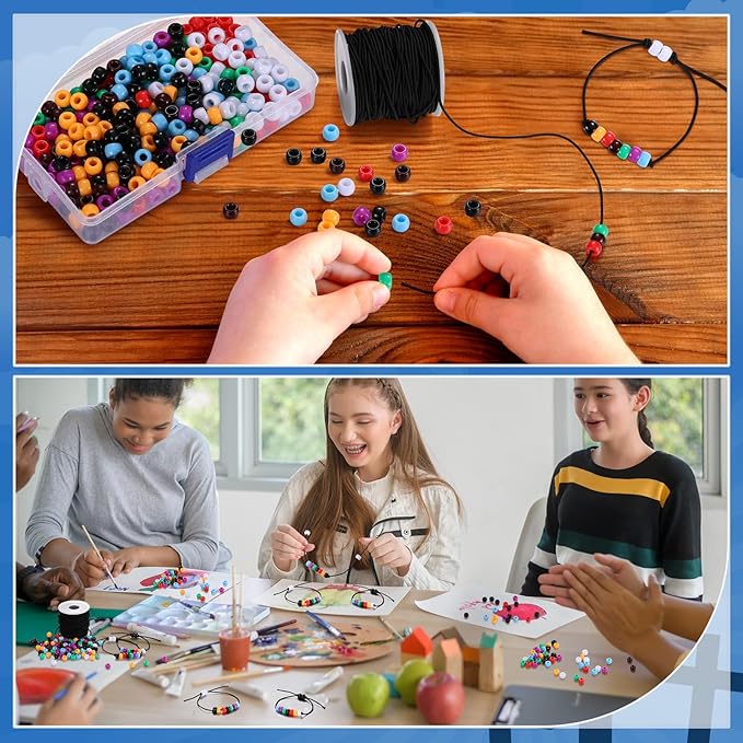 Tondiamo 24 Sets The Lord's Prayer Wristband Craft Kit Christian Faith Beaded Craft Eight Colors Beads DIY Religious Bracelet Jewelry Making Gifts for Vbs Supplies Fun Home Activities