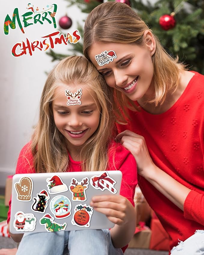 300 pcs christmas stickers for kids, christmas party favors stocking stuffers vinyl water bottles stickers crafts gifts for classroom students holiday sticker for kids teens adults