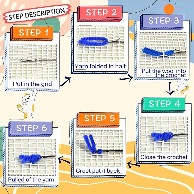 YP Sunflower Latch Hook Rug Kits for Adults,DIY Crochet Yarn Rugs Hooking Craft Kit with Color Preprinted Pattern Design for Beginners,Home Decoration Festival Gifts,20.5''x20.5''