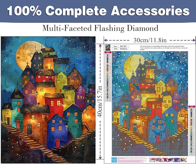 ijbnhd Diamond Art Kits for Adults - House Diamond Painting Kits for Adults, 5D Diamond Painting Dream House, DIY Full Drill Gem Art Crafts for Home Wall Decor 12x16inch