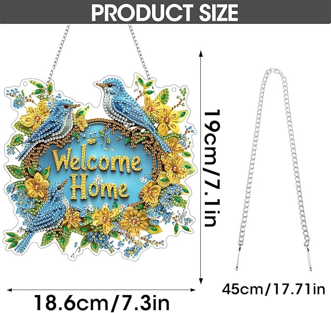 SKRYUIE Bird Hanging Diamond Art Kits for Adults Pendant Suncatcher, Special Shaped Crystal DIY Pearl Diamond Painting Kit, Gift for Mother Spring Summer Window Wreath Decor 7.48 x 7.32 Inch A43