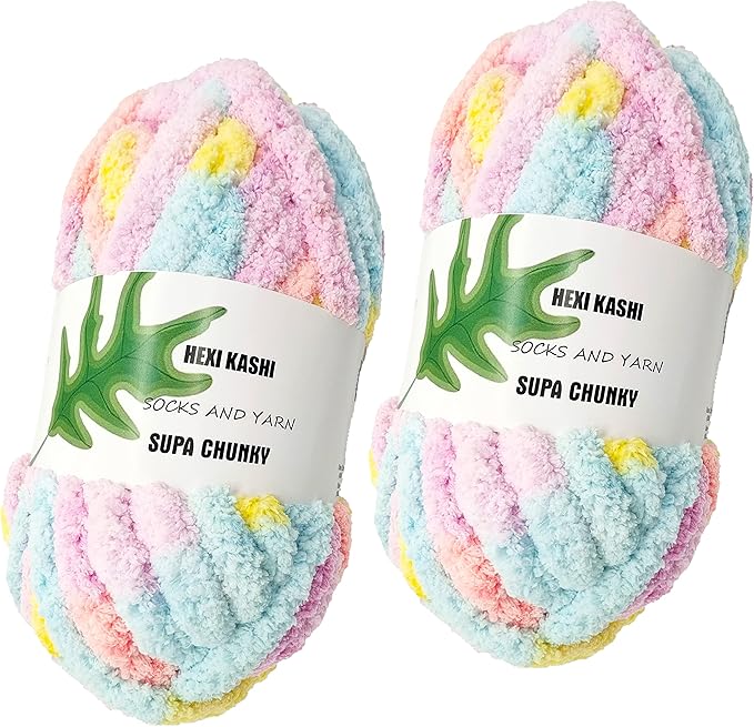 DDL&HEXI 2 Park Super Chenille Chunky Yarn,Blanket Making Kit,Jumbo Knitting Yarn 2x8oz 226g per Bag (204)