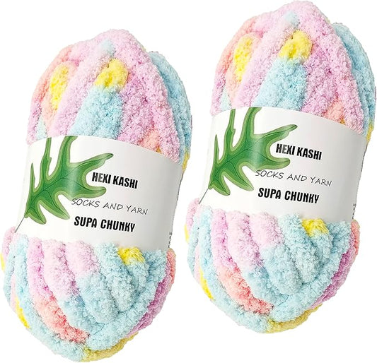 DDL&HEXI 2 Park Super Chenille Chunky Yarn,Blanket Making Kit,Jumbo Knitting Yarn 2x8oz 226g per Bag (204)