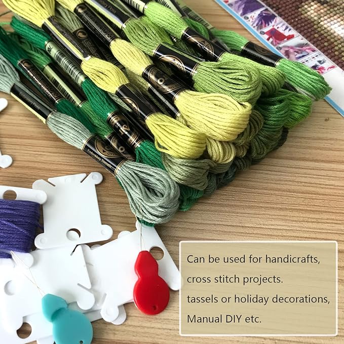 30 Gradient Color Embroidery Cross Stitch Threads Cotton Embroidery Floss, Friendship Bracelets Floss for Halloween Knitting, Cross Stitch Project (Green Series)