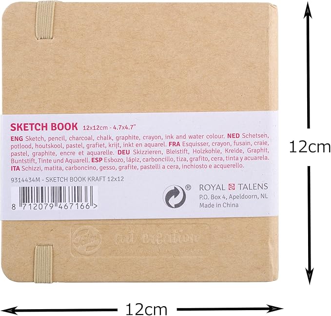 talens japan t9314-434m 452361 art creation sketchbook, drawing notebook, 4.7 x 4.7 inches (12 x 12 cm), craft paper