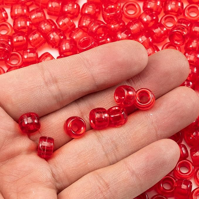 Gxueshan 1000 Pcs Acrylic DIY Pony Beads 6x9mm Bulk for Friendship Bracelet Necklace Jewelry Making Earring Hair Braiding Kandi Beads Kit