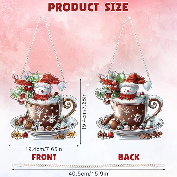 DOMROM Snowman Diamond Art Hanging Kits for Adult Beginner, Christmas Special Shaped Crystal Diamond Painting Snowman Pendant, DIY Diamond Art Suncatchers for Home Garden Wall Decor Gift