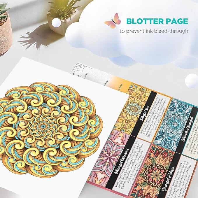 ColorIt Mandalas Volume IX Spiral Bound Adult Coloring Book with 50 Mandala Patterns for Relaxation and Stress Relief - Includes Perforated Pages, Thick Paper, Hardback Covers, and Blotter Page