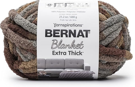 Bernat Blanket Extra Thick Leather Yarn - 1 Pack of 21.12oz/598.74g - 100% Polyester - #7 Jumbo - 72 Yards - Chunky Yarn for Hand Knitting, Crocheting, Crafts & Amigurumi