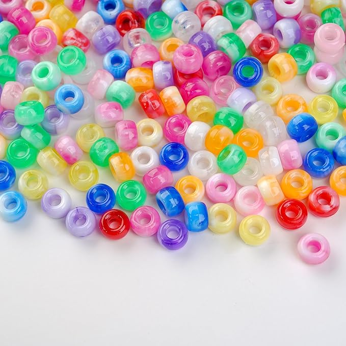 1000pcs Pony Beads, 15 Color Kandi Beads for Bracelets Making Kit, Hair Braids Crafts Jewelry Making Crafts Friendship Necklace Earrings DIY (Two Tone Color Mixing)