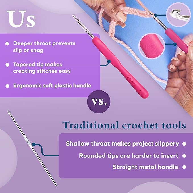 Miloll Crochet Hooks 31 Pcs Set - Yarn Crochet Kit w/ 9 Ergonomic Hook Sizes, 6 Yarn Needles, Additional Knitting & Crochet Supplies and Carrying Case﻿ for Crocheters
