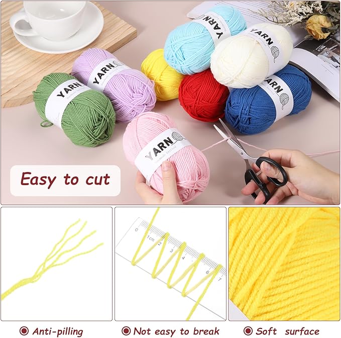 3Pcs Lemon Yellow Acrylic Yarn 400 Yard 4 Ply Soft Crochet Yarns Sport Weight Yarn,[for DIY Crocheting Knitting Craft Blankets Hats]-150g