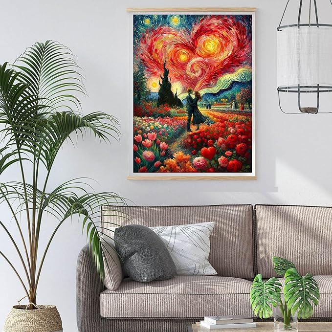 igoodom Starry Night Diamond Art Kits for Adults, Valentine's Day Diamond Painting Kit, Full Drill Round Diamond Art Kits, DIY Gem Art for Home Wall Decor Gift 12x16inch