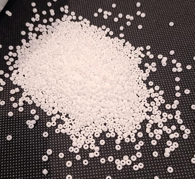 Perlin Glass Seed Beads 2mm 11/0 Round Mini Small Pony Beads 6500pcs for Making Earrings Bracelets Pendants Waist Jewelry DIY Handmade Opaque Color Kit (Matte White)