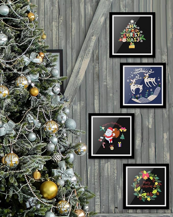 TINDTOP Christmas Embroidery Kit for Adult, 4 Pack Embroidery DIY Starter Kit, with Stamped Patterns, Hoop, Tools, Colorful Threads with Needles, Instructions