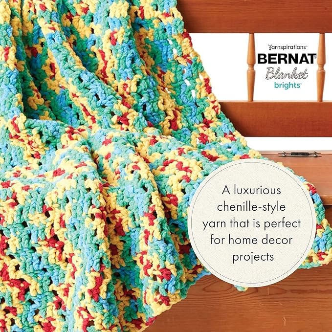 Bernat Blanket Brights 300g Neon Mix Yarn - 2 Pack of 300g/10.5oz - Polyester - 6 Super Bulky - Knitting/Crochet