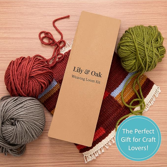 Lily & Oak Weaving Loom for Adults & Kids - Weaving Loom Kit | Beginner-Friendly Table Loom & Lap Loom with Yarn, Tools & Instructions | Wooden Loom for Multicraft Projects (15.8 x 11.8 inches)