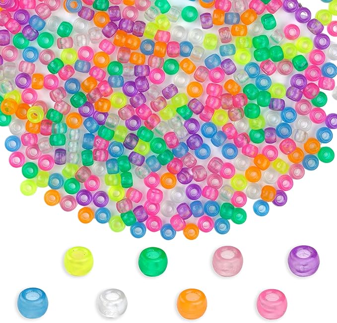1000pcs Pony Beads, 15 Color Kandi Beads for Bracelets Making Kit, Hair Braids Crafts Jewelry Making Crafts Friendship Necklace Earrings DIY (Night Light Mixed Color)