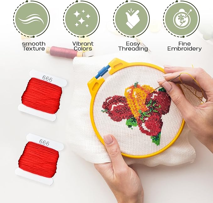 Embroidery Floss Kit and Refills - Cotton Threads - DMC Color Coding for Cross Stitch, String Crafts, Friendship Bracelets