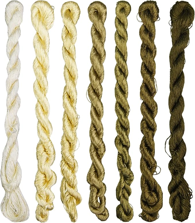 Natural 100% Silk Thread, Handmade Embroidery Thread Silk Floss 7 Colors 110m Each (18)