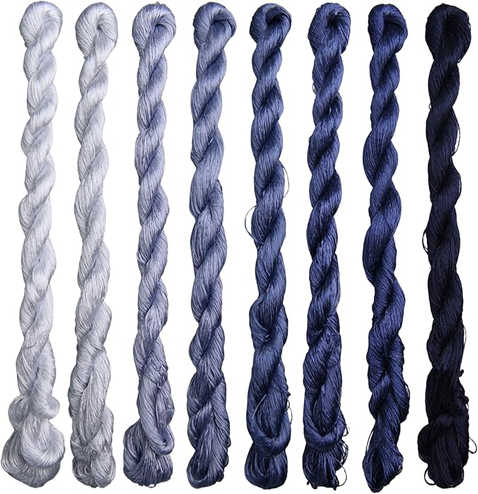 Natural 100% Silk Thread, Handmade Embroidery Thread Silk Floss 8 Colors 110m Each (69)