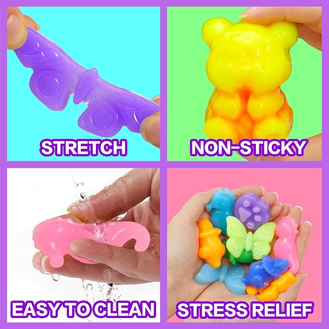 Carolart Make Your Own Squishies Animal Toys，6 Rubber Characters Making kit，Glow-in-the-Dark Science Activity kit, Silicone Squishies Craft Kit，Squeeze Gift Set for Boys and Girls Ages 6-12