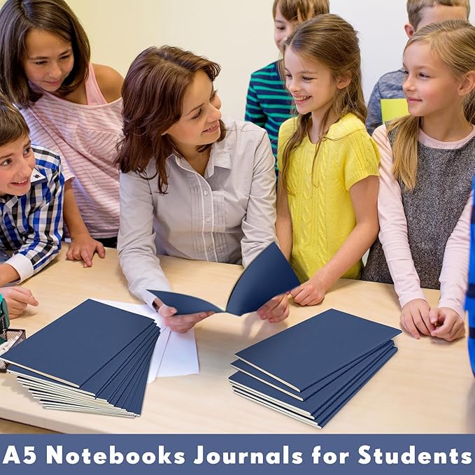 mimorou 100 pcs journals notebooks bulk - kraft softcover a5 small notebooks 5.5 inch x 8.3 inch notepads with 60 page 30 sheet for writing sketch travel office supplies(navy,dot)