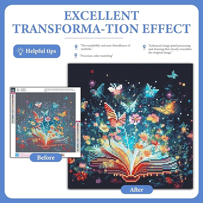 Camocin Diamond Art Kits for Adults Butterfly, 5D Book Diamond Painting Kits for Adults Beginners, DIY Butterfly Full Round Dots Drill Gem Art Kit for Gift Home Wall Decor 14 x 14 Inch