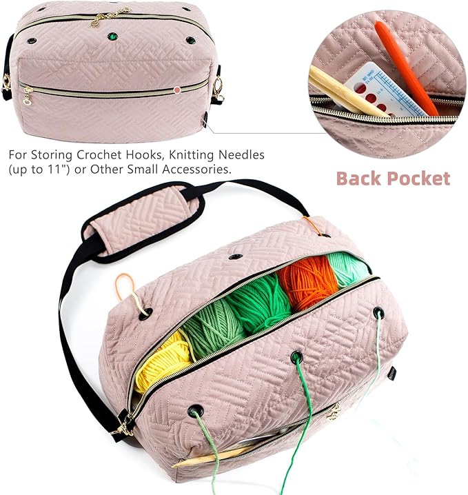 Crochet Bag Organizer - Knitting Bag - Yarn Storage Organizer - Yarn Bag for Crocheting - Yarn Holder for Crochet Accessories, Crocheting & Knitting Gifts