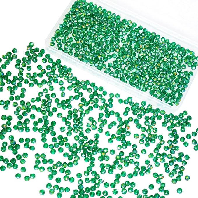 laopottbeads 1200pcs 4mm crystal glass beads for jewelry making beads for bracelets necklace pendants making supplies(malachite green)