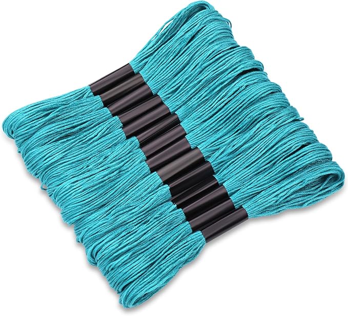 14 Skeins Sky-Blue Embroidery Floss, 8m Cotton Embroidery Thread, Cross Stitch Thread Set for for DIY Making, Embroidery Crafts