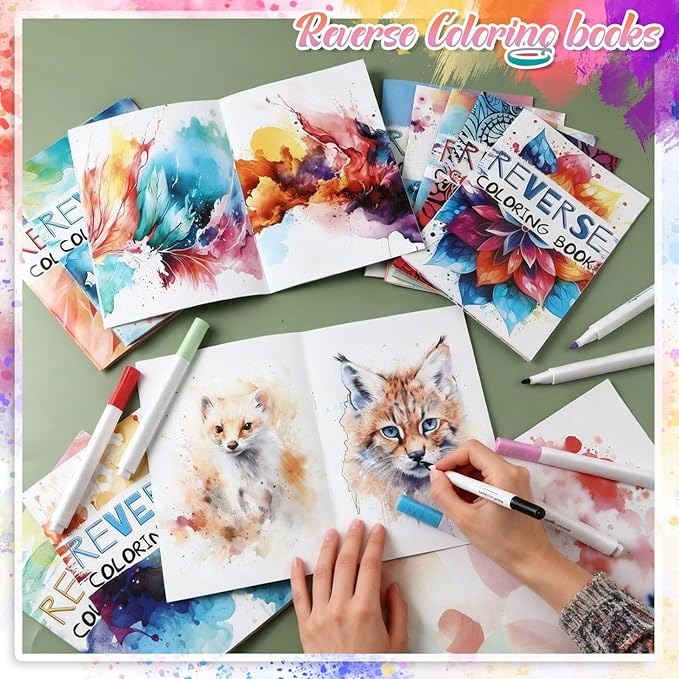 Liliful 12 Pcs Coloring Book Bulk for Adult DIY Reverse Flower Stress Relief Color Drawing Book with Patterns for Adults, Party Favors, Goodie Bag Filler and Holiday Gifts