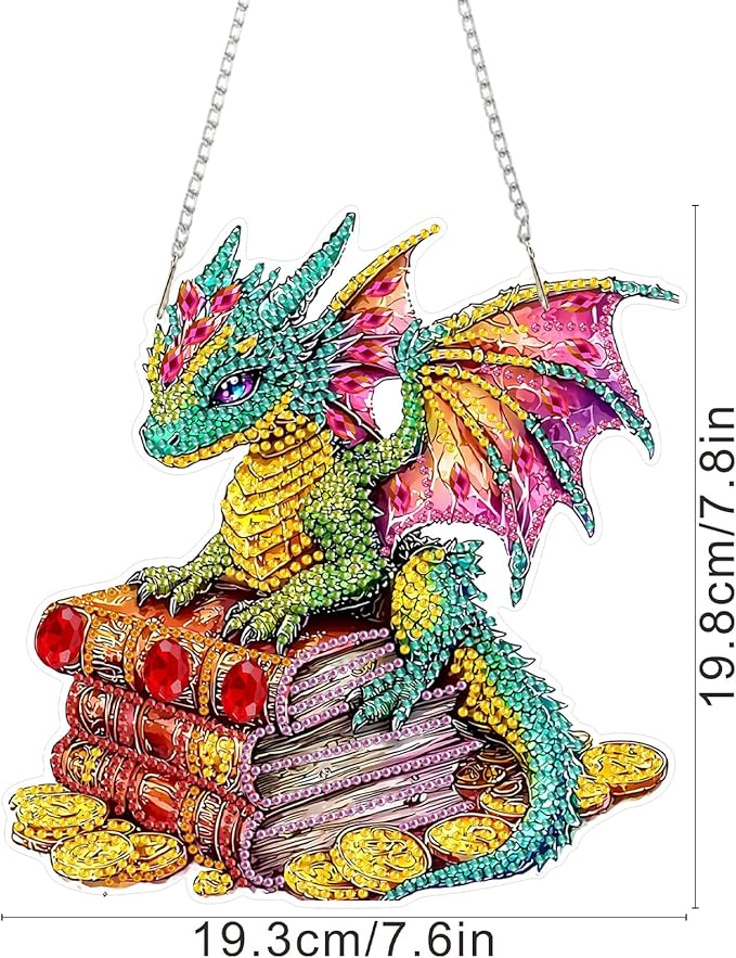 SENQAO Dragon Hanging Diamond Art Painting Kits for Adults Beginners, 5D Special Shape Diamond Art Kits, Dragon Crystal Rhinestones Diamond Gem Art Painting for Home Garden Wall Decor