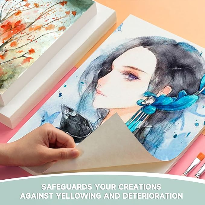 VEOOK Watercolor Paper Bulk, 8.5"x11" Water Color Paper, 100 Sheets 95lb/200gsm Artist Painting Drawing Paper for Adults, Paint, Sketchbook, Journal, Art Supplies(WC-04)