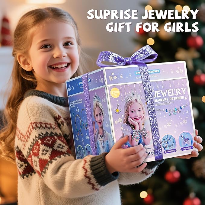 newbandmo jewelry making kit toys for girls 8-12, bracelet making kit for girls, diy craft kits for teen girl age 8 9 10, christmas birthday gifts for kids 8 10 11 12 year old girl (purple)