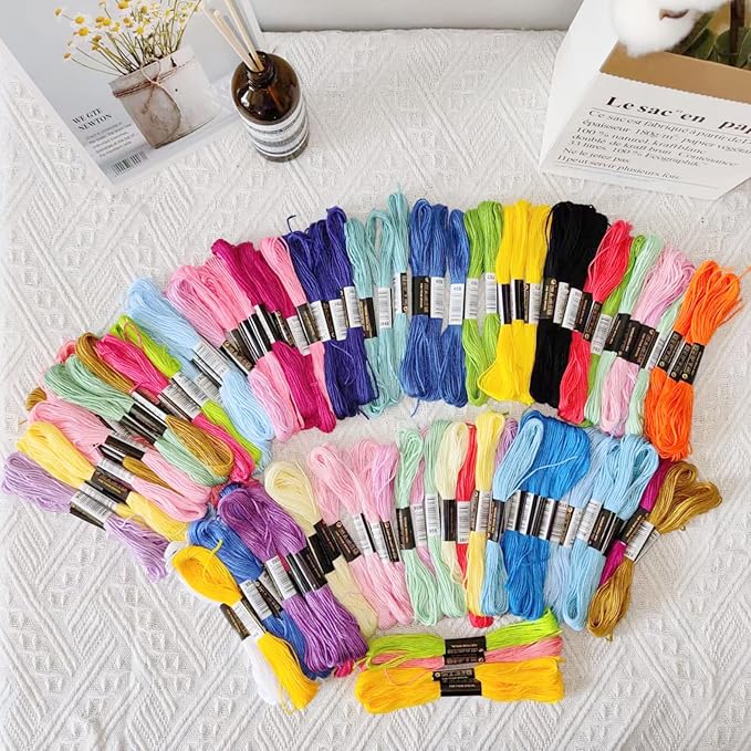 Athena's Elements Embroidery Thread Unicorn and Mermaid Color Palettes, 100 PCS Polyester Floss Coded as Embroidery Numbers, Best Bracelets String Set