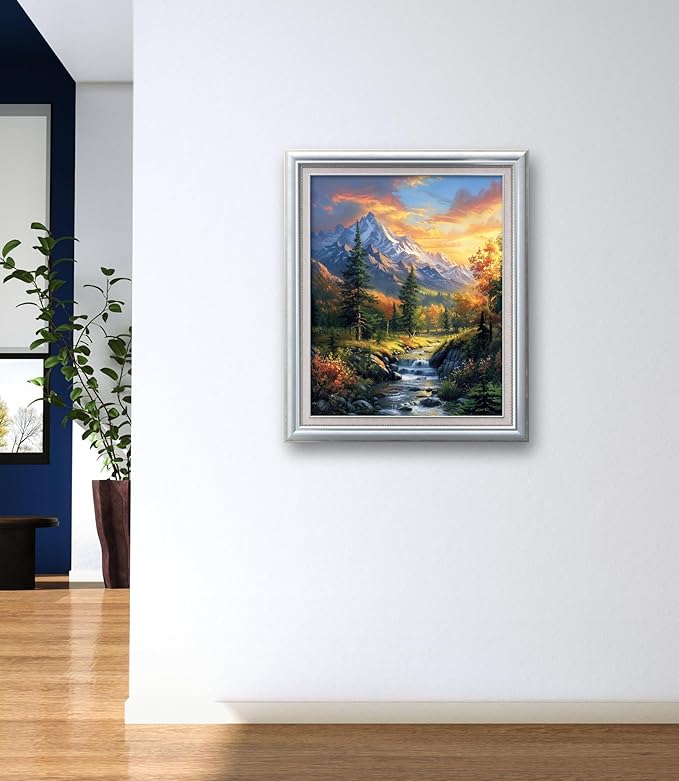leczany cross stitch stamped kits for adults beginners patterns craft kit needlepoint full range of diy embroidery kits starter 11ct 3 strands | high mountain scenery 15.8×19.7 inches