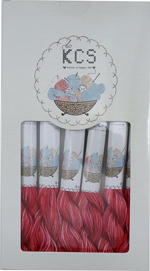 KCS Big skeins of 25 Meters Size 25 Color Variegated Cross Stitch Stranded Threads,6 skeins,4200