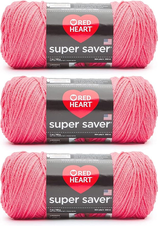 Red Heart Super Saver Persimmon Yarn - 3 Pack of 7oz/198g - Acrylic - 4 Medium (Worsted) - 364 Yards - Knitting/Crochet