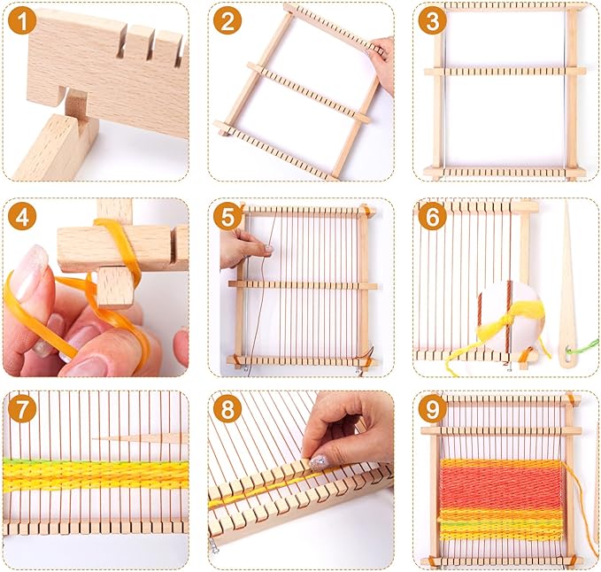 lemonfilter weaving loom, wooden multi-craft frame weaving loom kit for adults, 9" x 11" diy hand-knitting arts looms for beginners, perfect crafts gift for birthday new year