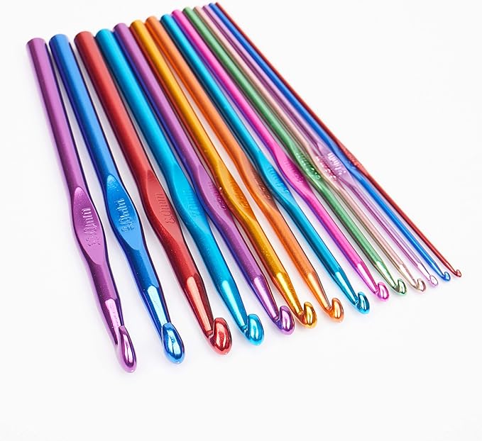 14PCS Aluminum Crochet Hooks Knitting Needles with Ergonomic Handles for Arthritic Hands 2.0mm/2.5mm/3.0mm/3.5mm/4.0mm/4.5mm/5.0mm/5.5mm/6.0mm/6.5mm/7.0mm/8.0mm/9.0mm/10.0mm